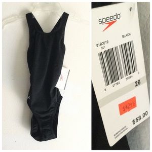 SPEEDO NWT Endurance One Piece Training Swimsuit Black Sz 26/XS